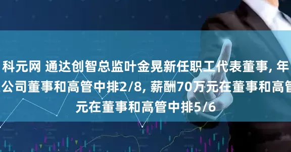 科元网 通达创智总监叶金晃新任职工代表董事, 年龄60岁在公司董事和高管中排2/8, 薪酬70万元在董事和高管中排5/6