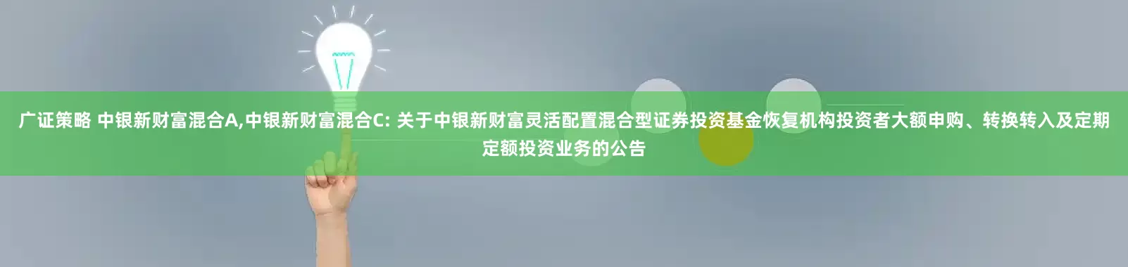 广证策略 中银新财富混合A,中银新财富混合C: 关于中银新财富灵活配置混合型证券投资基金恢复机构投资者大额申购、转换转入及定期定额投资业务的公告